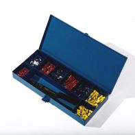 Coffret métallique d’assortiment de cosses et fiches préisolées à sertir (350)